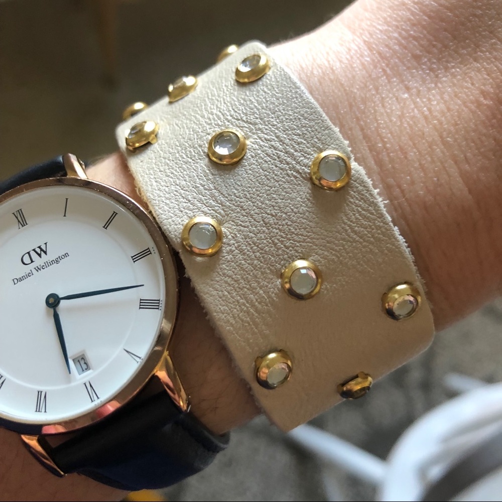 Adjustable Genuine Leather Bracelet with Studs